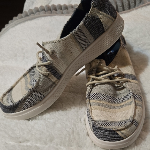 BOBS from Skechers Striped Flats - Cream and Black - Picture 2 of 8